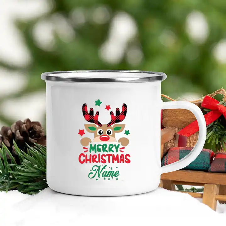 Taza de café de camping personalizada, esmaltada, para café y té