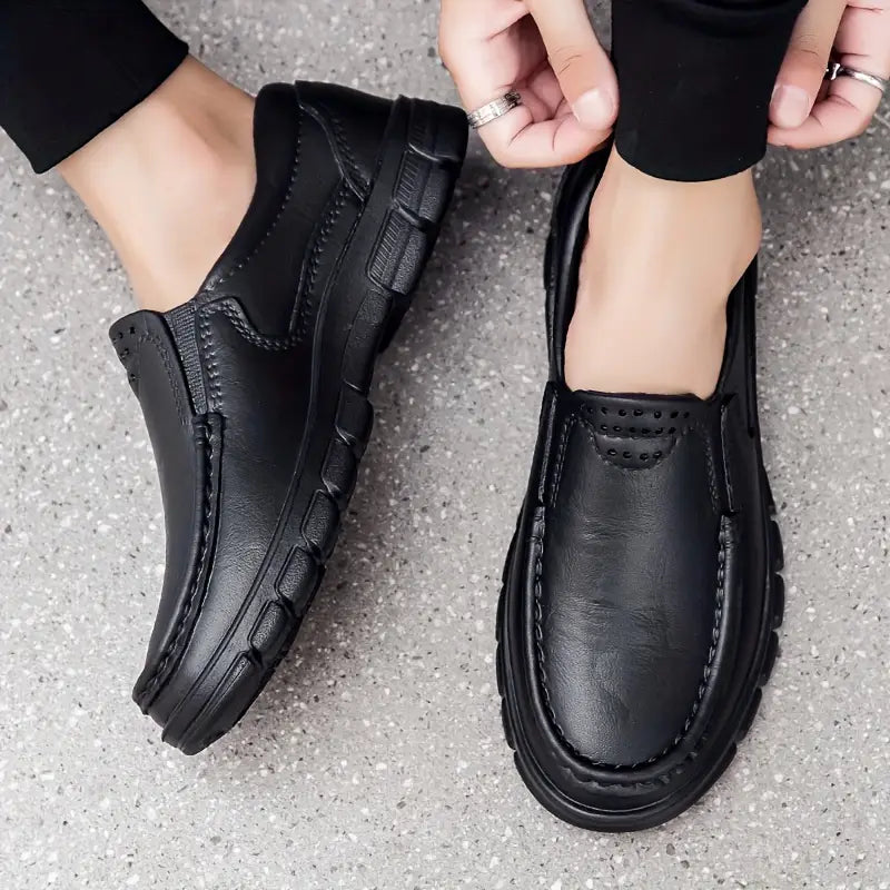 Men’s Black EVA Slip-on Work Shoes - Comfortable Chef Shoes for Driving and Office Use, All-Season Casual Footwear