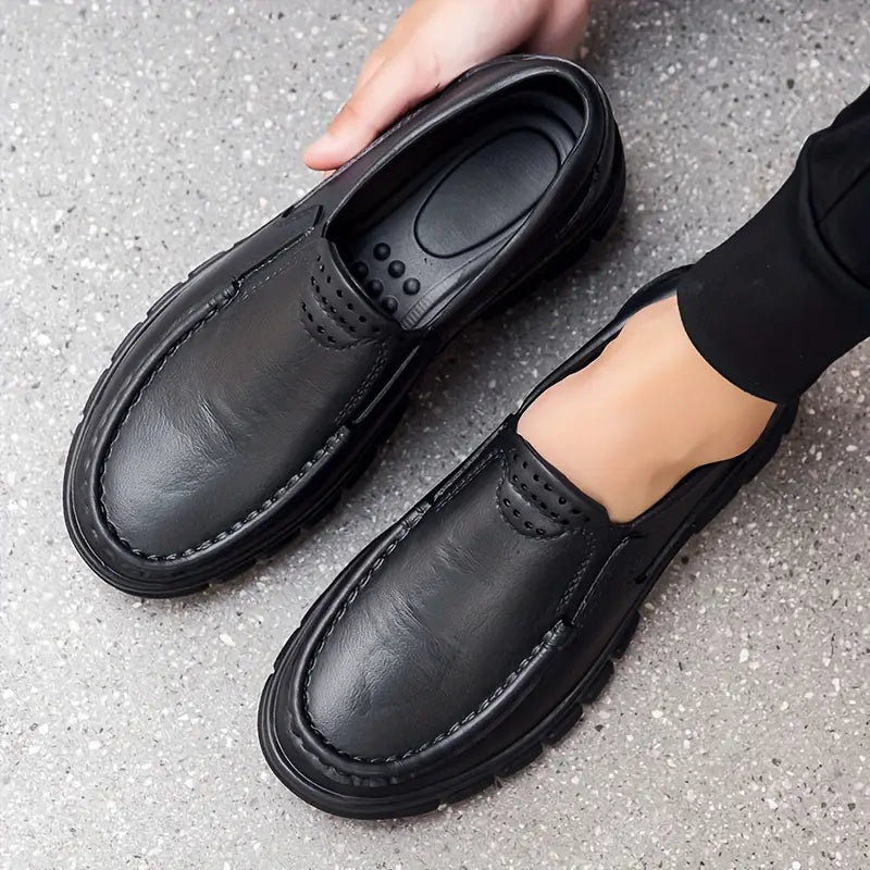 Men’s Black EVA Slip-on Work Shoes - Comfortable Chef Shoes for Driving and Office Use, All-Season Casual Footwear