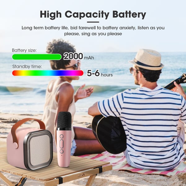 Mini máquina de karaoke para niños con micrófonos inalámbricos - ¡45% de descuento!