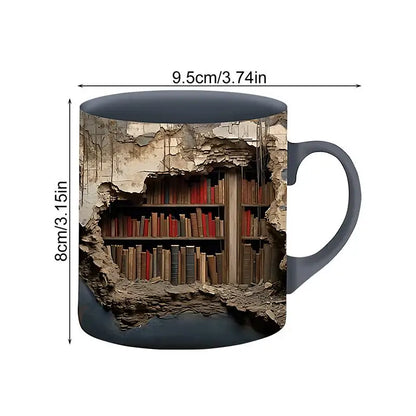 3D Bookshelf Mug Librarian Coffee Mug Ceramic Coffee Mugs MultiPurpose Mugs Book Club Cup Creative Space Design tea cups