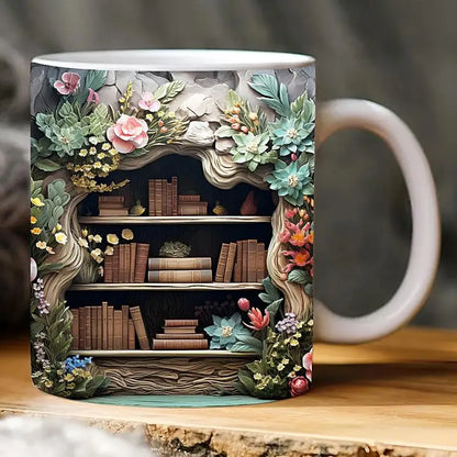 3D Bookshelf Mug Librarian Coffee Mug Ceramic Coffee Mugs MultiPurpose Mugs Book Club Cup Creative Space Design tea cups