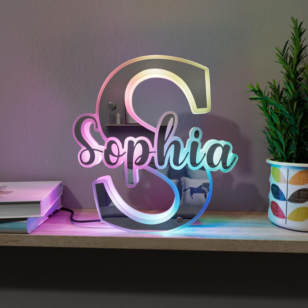 Custom Mirror Neon Sign Lamp, Personalized Name Led Mirror Light Home Decor