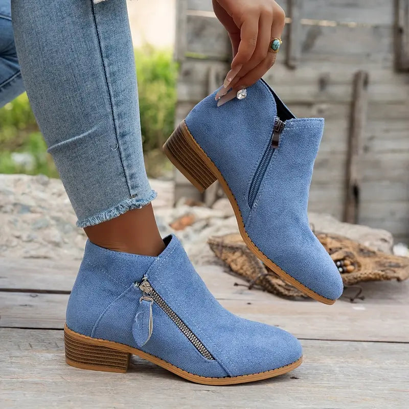 LAST DAY 50% OFF❤️ Women’s Comfort Walking Ankle Boots – Low Heel, Zipper Closure, Orthopedic Arch Support