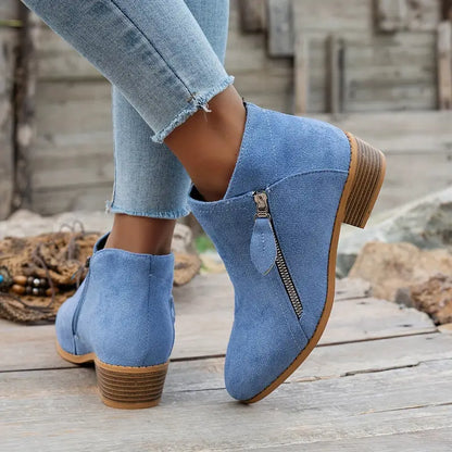 LAST DAY 50% OFF❤️ Women’s Comfort Walking Ankle Boots – Low Heel, Zipper Closure, Orthopedic Arch Support