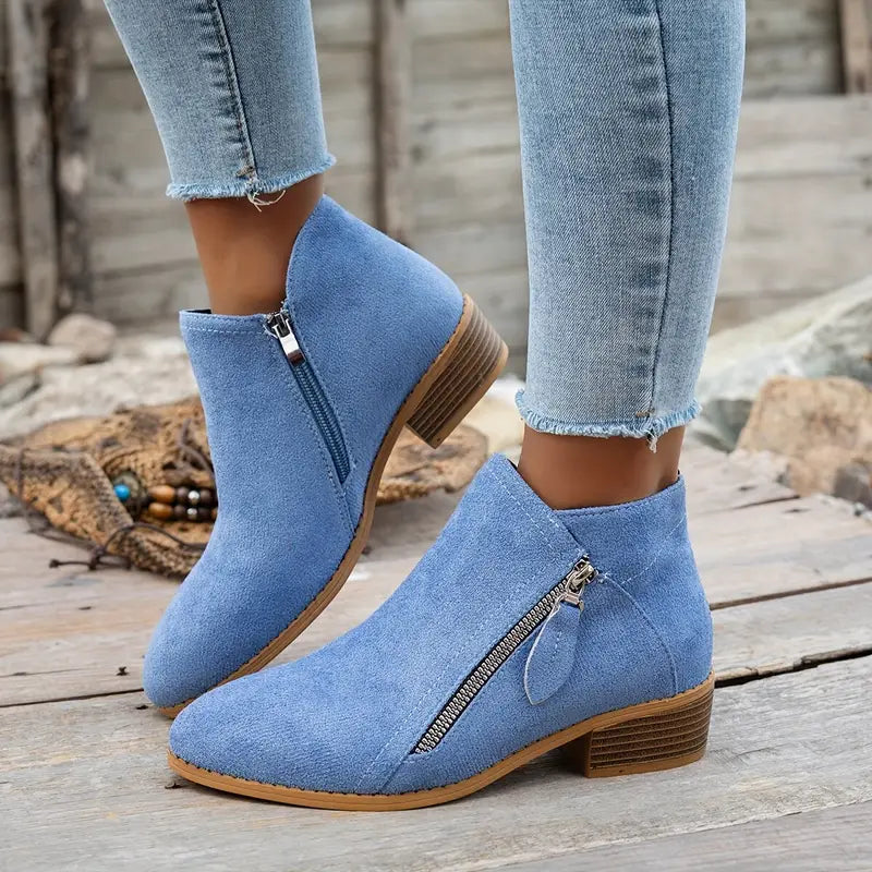 LAST DAY 50% OFF❤️ Women’s Comfort Walking Ankle Boots – Low Heel, Zipper Closure, Orthopedic Arch Support