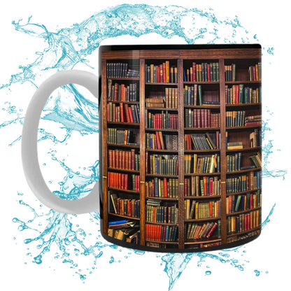 3D Bookshelf Library Ceramic Coffee Mugs (12oz/350ml)