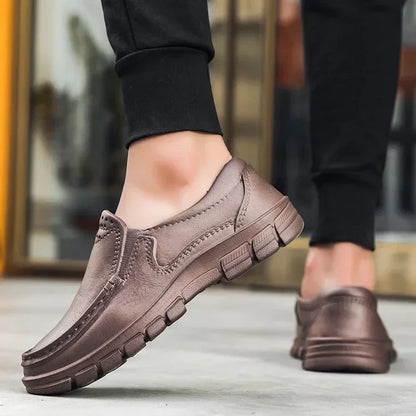 Men’s Black EVA Slip-on Work Shoes - Comfortable Chef Shoes for Driving and Office Use, All-Season Casual Footwear