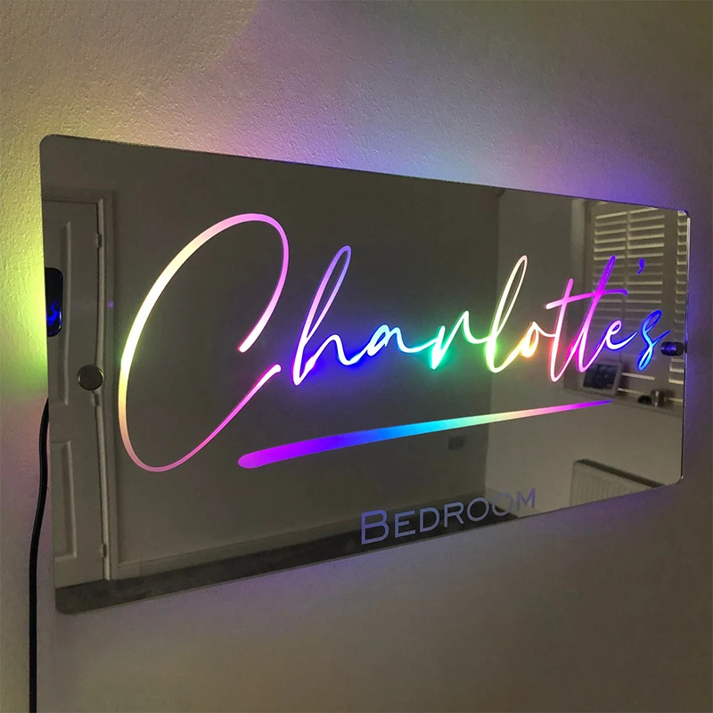 Custom Personalized Light Up Name Mirror, Custom Bedroom Sign Gift for Kids