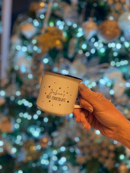 Taza de chocolate caliente personalizada | Taza navideña de cerámica | Taza infantil de chocolate caliente | Taza de Nochebuena - Regalo para calcetín navideño 