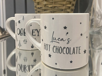 Taza de chocolate caliente personalizada | Taza navideña de cerámica | Taza infantil de chocolate caliente | Taza de Nochebuena - Regalo para calcetín navideño 