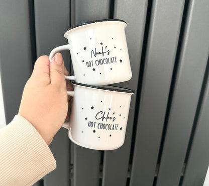 Taza de chocolate caliente personalizada | Taza navideña de cerámica | Taza infantil de chocolate caliente | Taza de Nochebuena - Regalo para calcetín navideño 