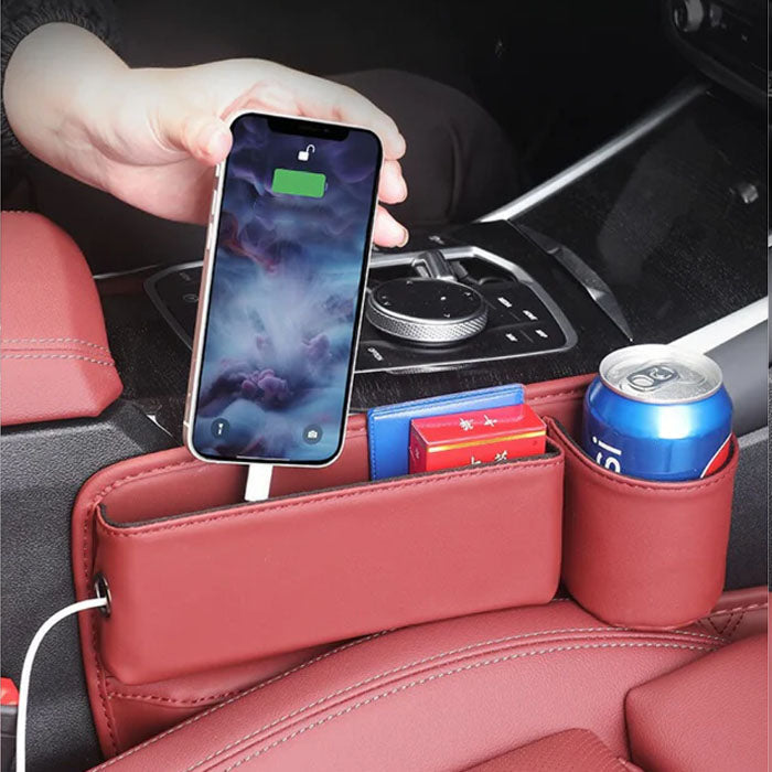 🔥HOT SALE 45% 💖Car Leather Cup Holder Gap Filler Oragnizer Bag [Universal Fitment]