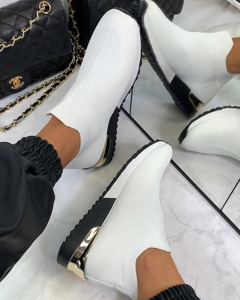 Women's Sneakers Elastic Slip on Flat Walking Shoes